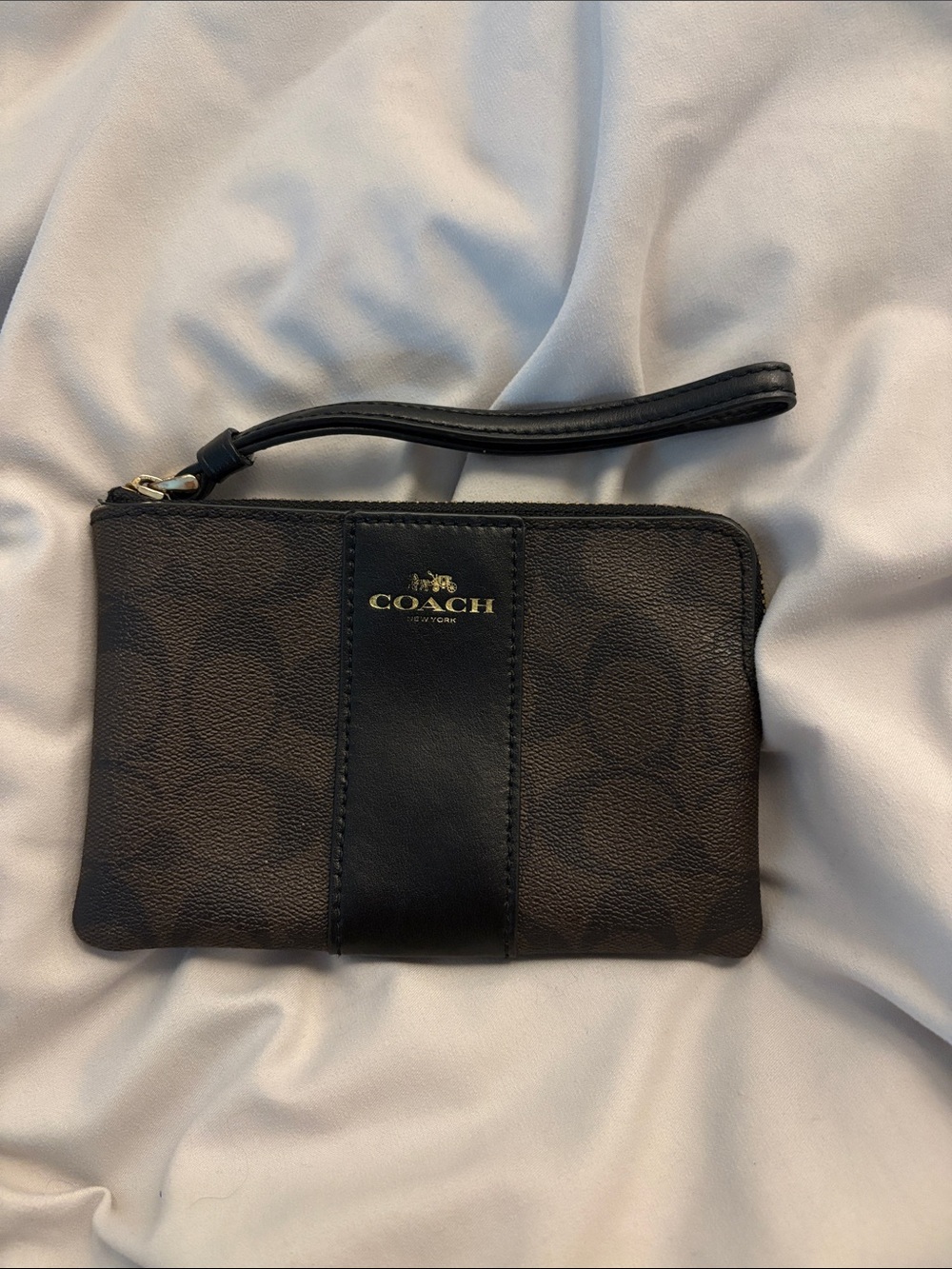 Coach Brown and Black Signature Wristlet